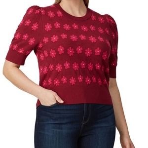 Kate Spade Pink Marker Floral Sweater Size Large